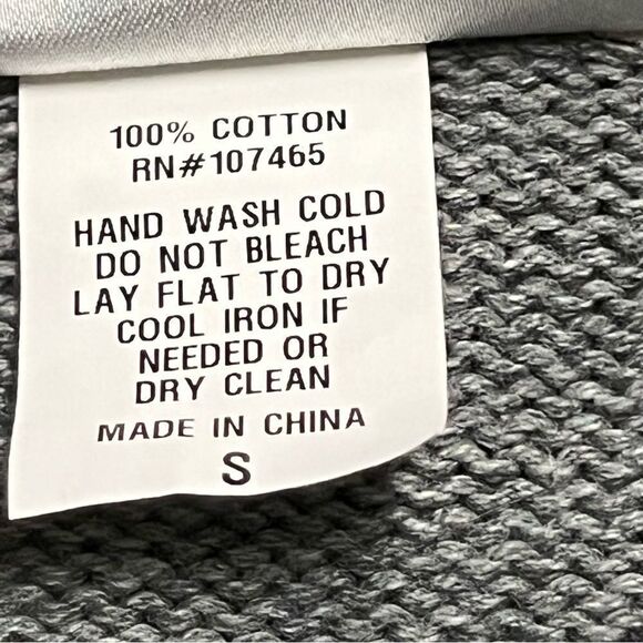 VTG 90s Once Again Gray Cotton Hi Neck Silver Exposed Zipper Cardigan Sweater S - Picture 10 of 10